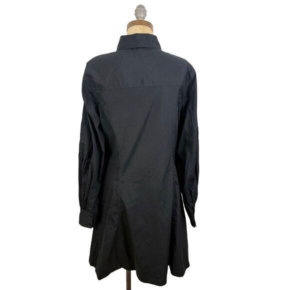 MADEWELL Seamed Long-Sleeve Mini Shirtdress 8 Poplin Black Fit Flare NWT B35 - Picture 4 of 6